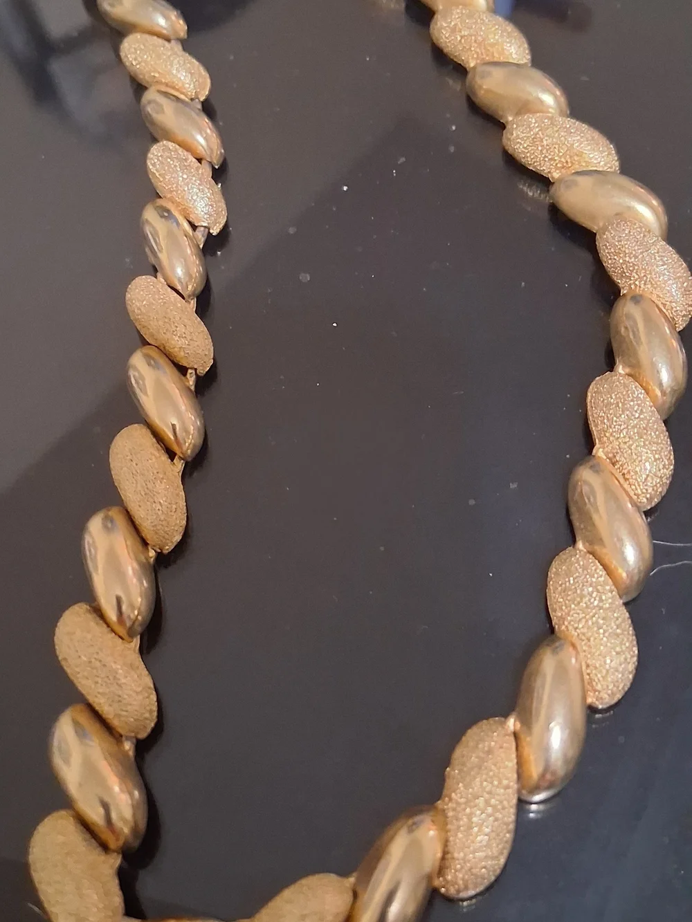 Textured & Polished Gold Link Necklace - Women's Fashion Jewelry